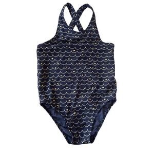 EGG Navy Blue Fish Star Wave One Piece Bathing Suit size 8